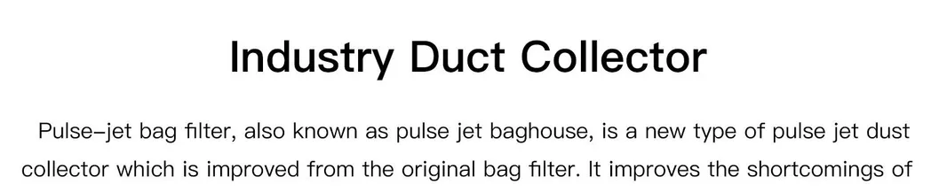 Customized Processing Central Dust Collector Bag Dust Collector Woodworking Dust Collector Central Dust Treatment Equipment