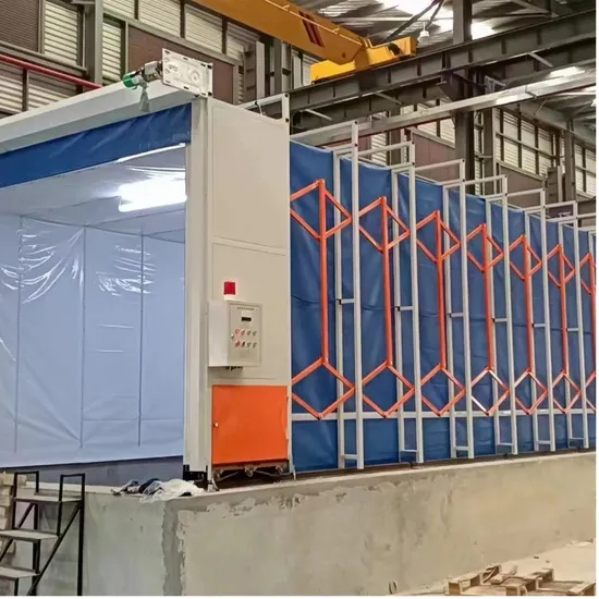 Large Size Mobile Telescopic Folding Spray Booth with Water Curtain for Large Workpiece