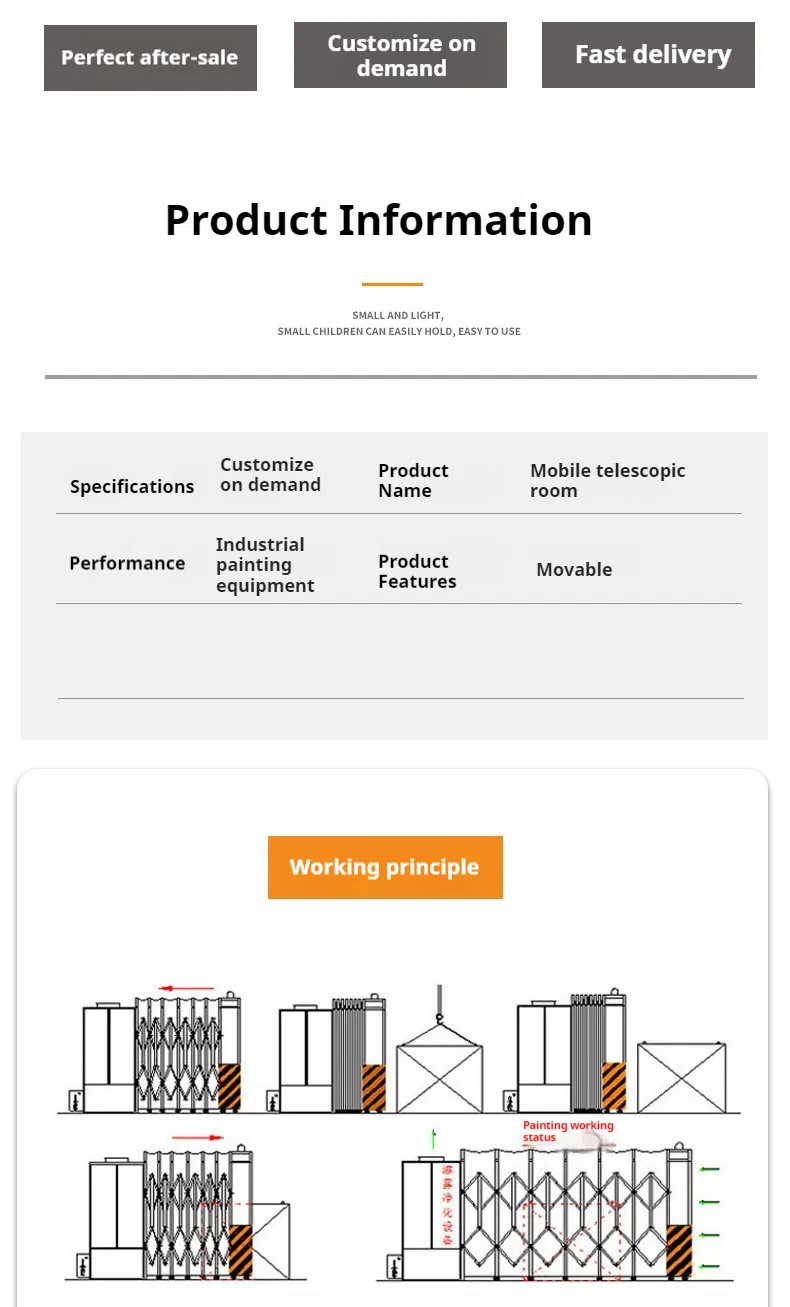 Large Parts Customized Auto Open/Semi-Open Face Retractable Portable/Mobile Telescopic Paint Spray Booth