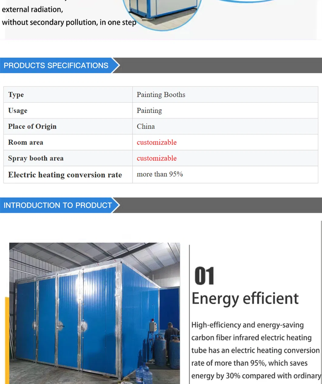High Temperature Resistant Paint Room Standard Spray Booth Paint Oven